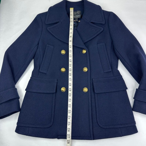 J.Crew By Nello Gori Stadium Cloth Double Breasted Wool Blend Peacoat Navy Sz 6 - Picture 13 of 15
